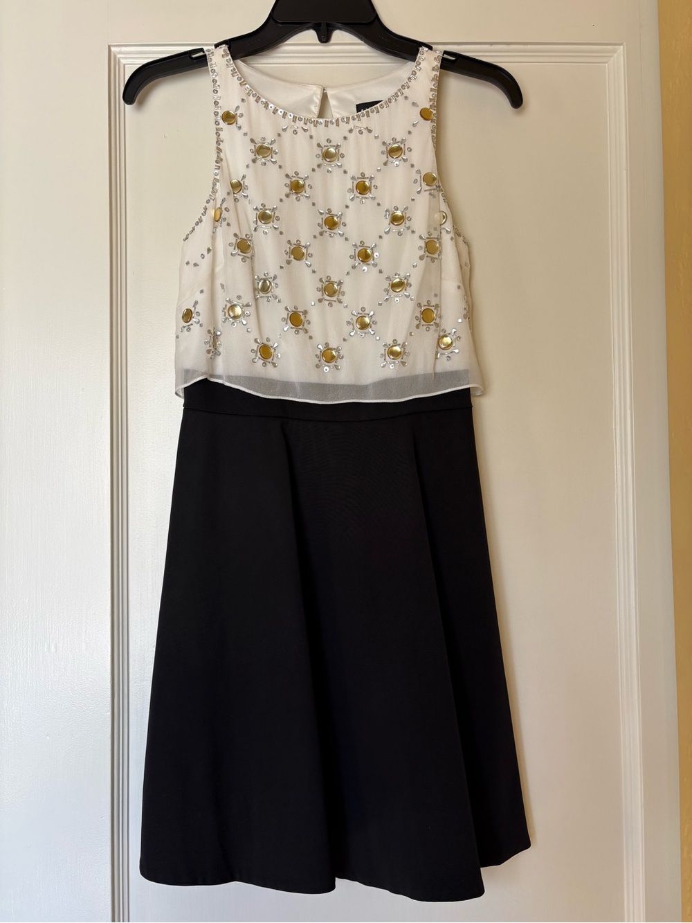 Aidan Mattox Bejeweled Black & White Cocktail Dress